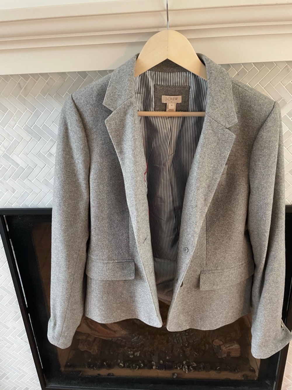 J. Crew Gray Tailored Notch-Lapel Blazer